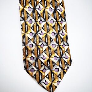 Bonia Men's Tie Silk Brown Black Beige Purple Licensed in Italy Vintage RARE